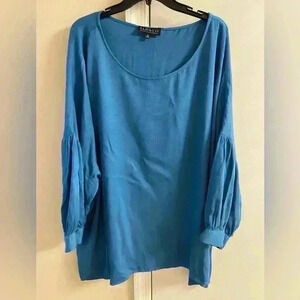 Eloquii teal drop shoulder balloon sleeves pullover blouse. Sz 24